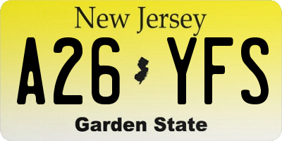 NJ license plate A26YFS