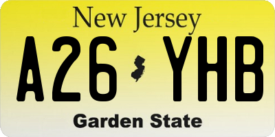 NJ license plate A26YHB