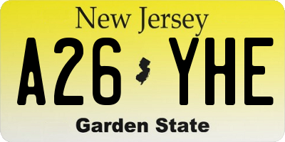 NJ license plate A26YHE