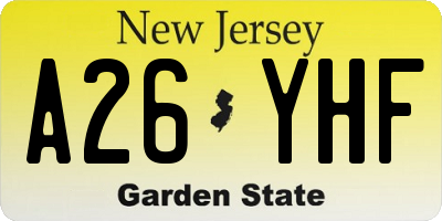 NJ license plate A26YHF