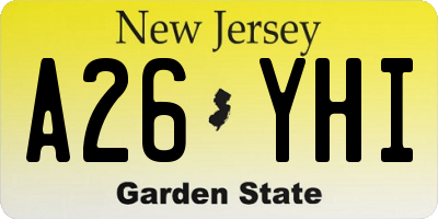 NJ license plate A26YHI
