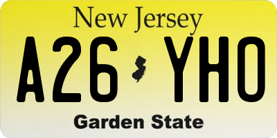 NJ license plate A26YHO