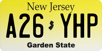 NJ license plate A26YHP