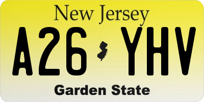 NJ license plate A26YHV