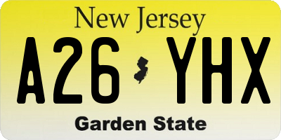 NJ license plate A26YHX