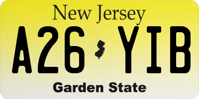 NJ license plate A26YIB