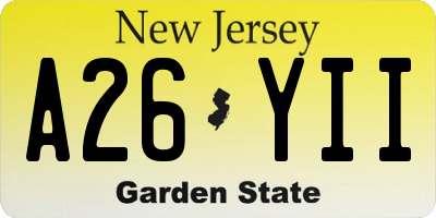 NJ license plate A26YII