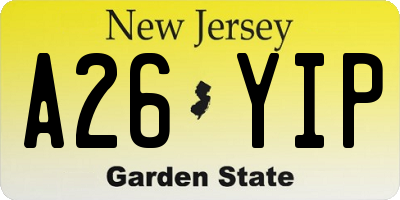 NJ license plate A26YIP