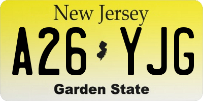 NJ license plate A26YJG