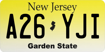 NJ license plate A26YJI