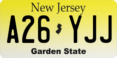 NJ license plate A26YJJ