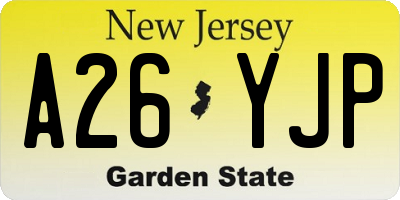 NJ license plate A26YJP