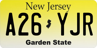 NJ license plate A26YJR