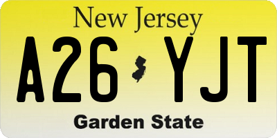 NJ license plate A26YJT
