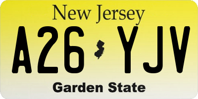 NJ license plate A26YJV