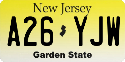 NJ license plate A26YJW