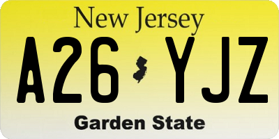 NJ license plate A26YJZ