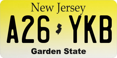 NJ license plate A26YKB