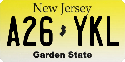 NJ license plate A26YKL