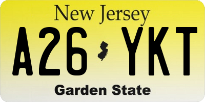 NJ license plate A26YKT