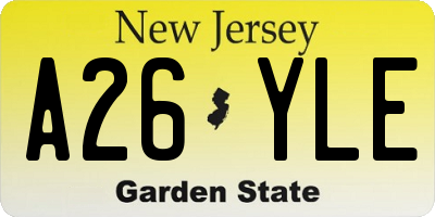 NJ license plate A26YLE