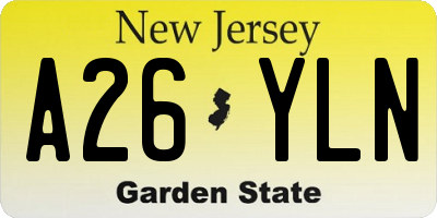 NJ license plate A26YLN