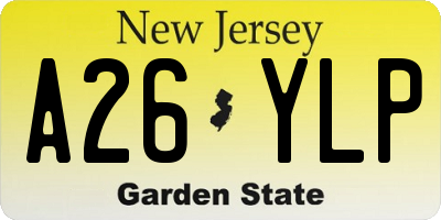 NJ license plate A26YLP