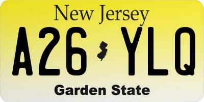 NJ license plate A26YLQ