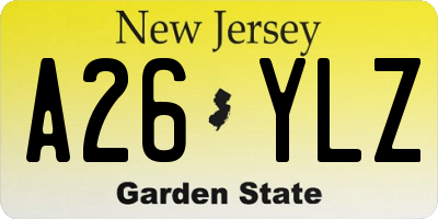 NJ license plate A26YLZ