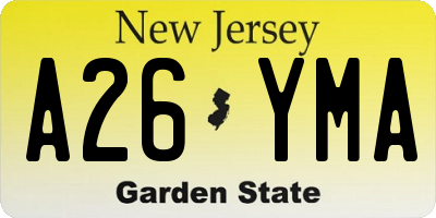 NJ license plate A26YMA