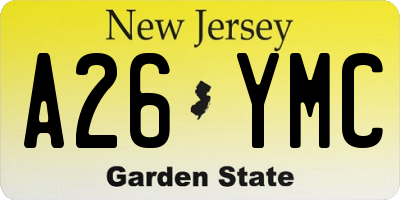 NJ license plate A26YMC