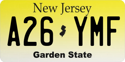 NJ license plate A26YMF