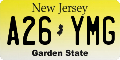 NJ license plate A26YMG