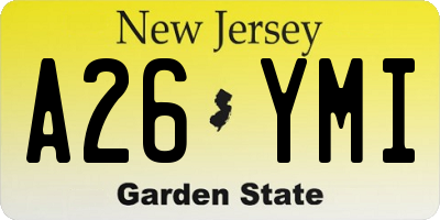 NJ license plate A26YMI