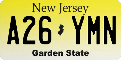 NJ license plate A26YMN