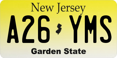 NJ license plate A26YMS