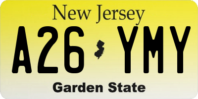 NJ license plate A26YMY