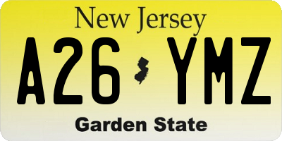 NJ license plate A26YMZ
