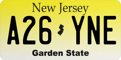 NJ license plate A26YNE