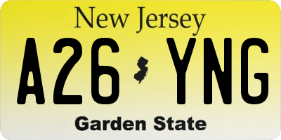 NJ license plate A26YNG