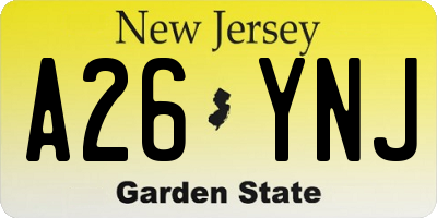 NJ license plate A26YNJ