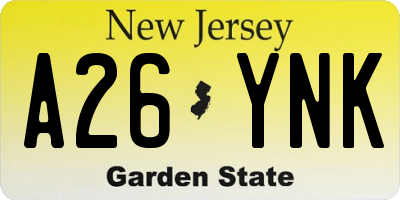 NJ license plate A26YNK