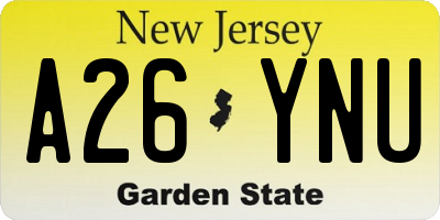 NJ license plate A26YNU