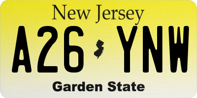 NJ license plate A26YNW