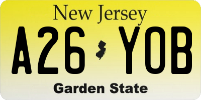 NJ license plate A26YOB