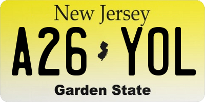 NJ license plate A26YOL