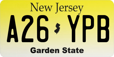 NJ license plate A26YPB