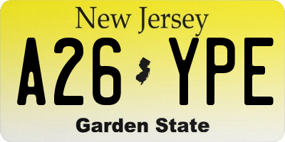 NJ license plate A26YPE