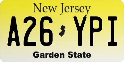NJ license plate A26YPI