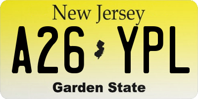 NJ license plate A26YPL